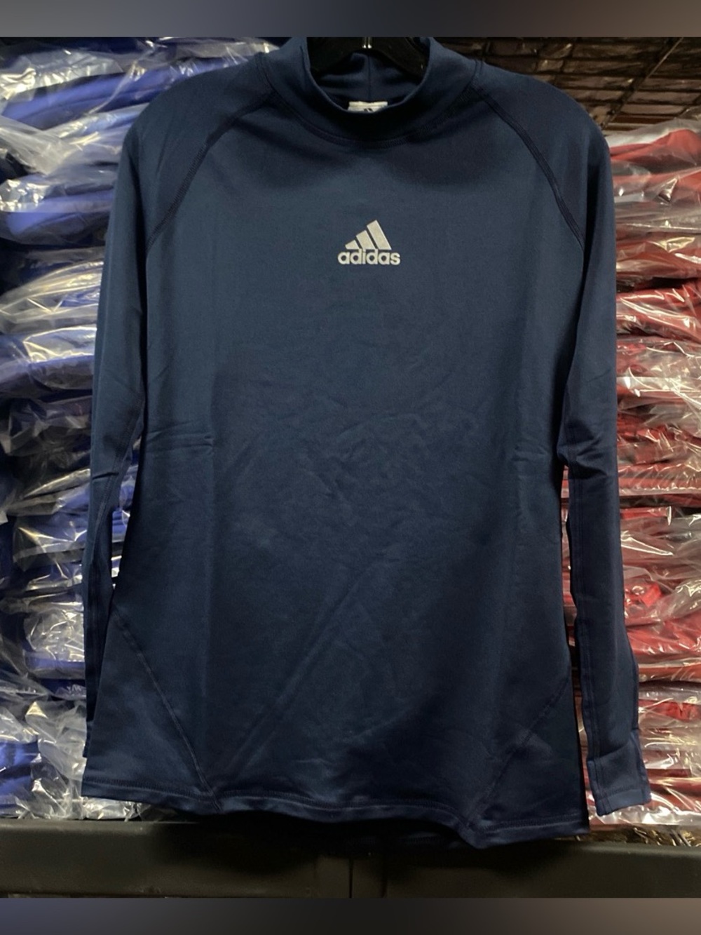 Adidas Performance Climawarm Mock Neck Compression Shirt Navy Men’s Large NWT